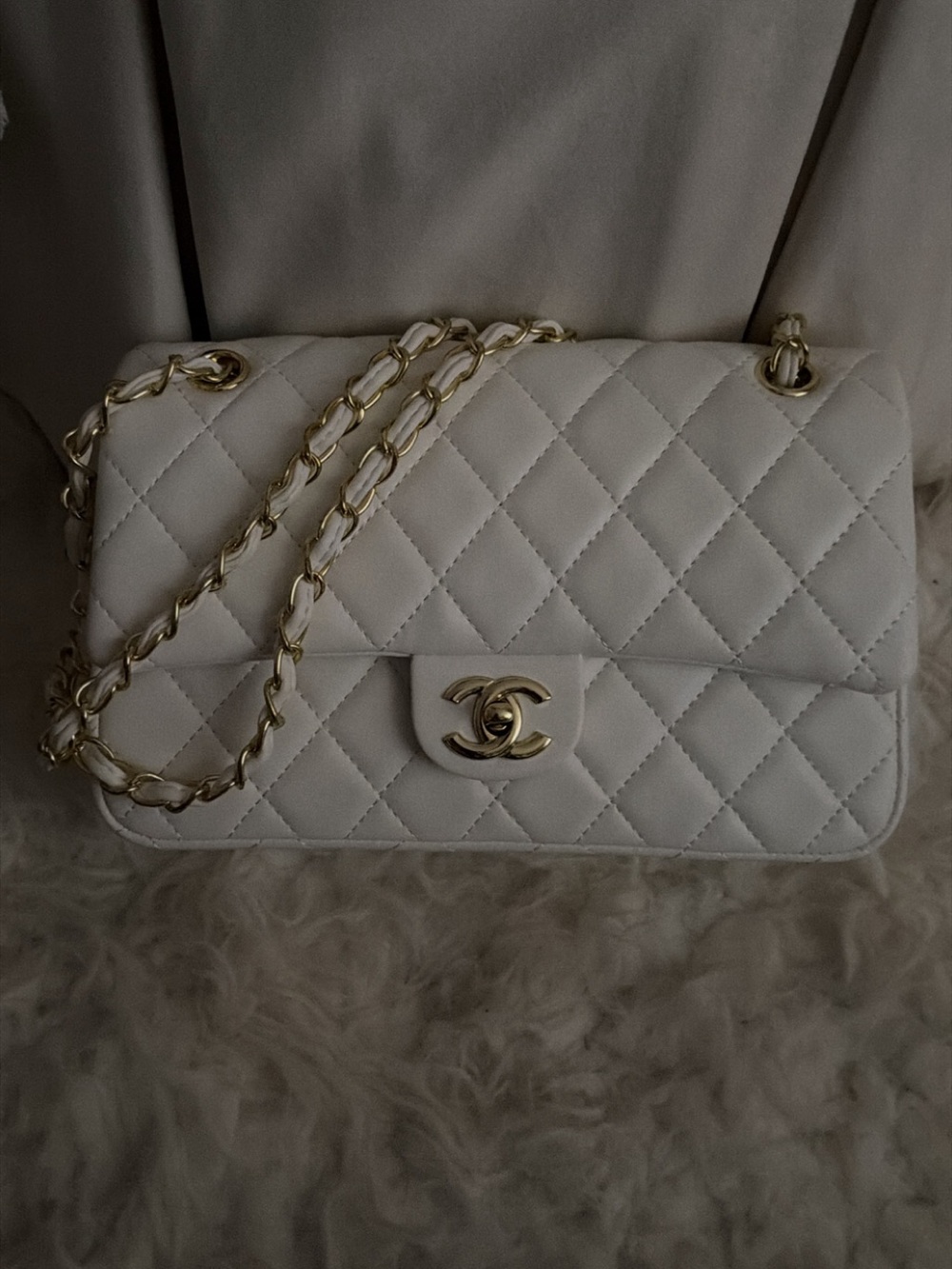 Chanel white classic flap